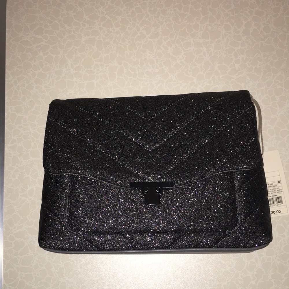 a new day Black Glitter Crossbody Bag